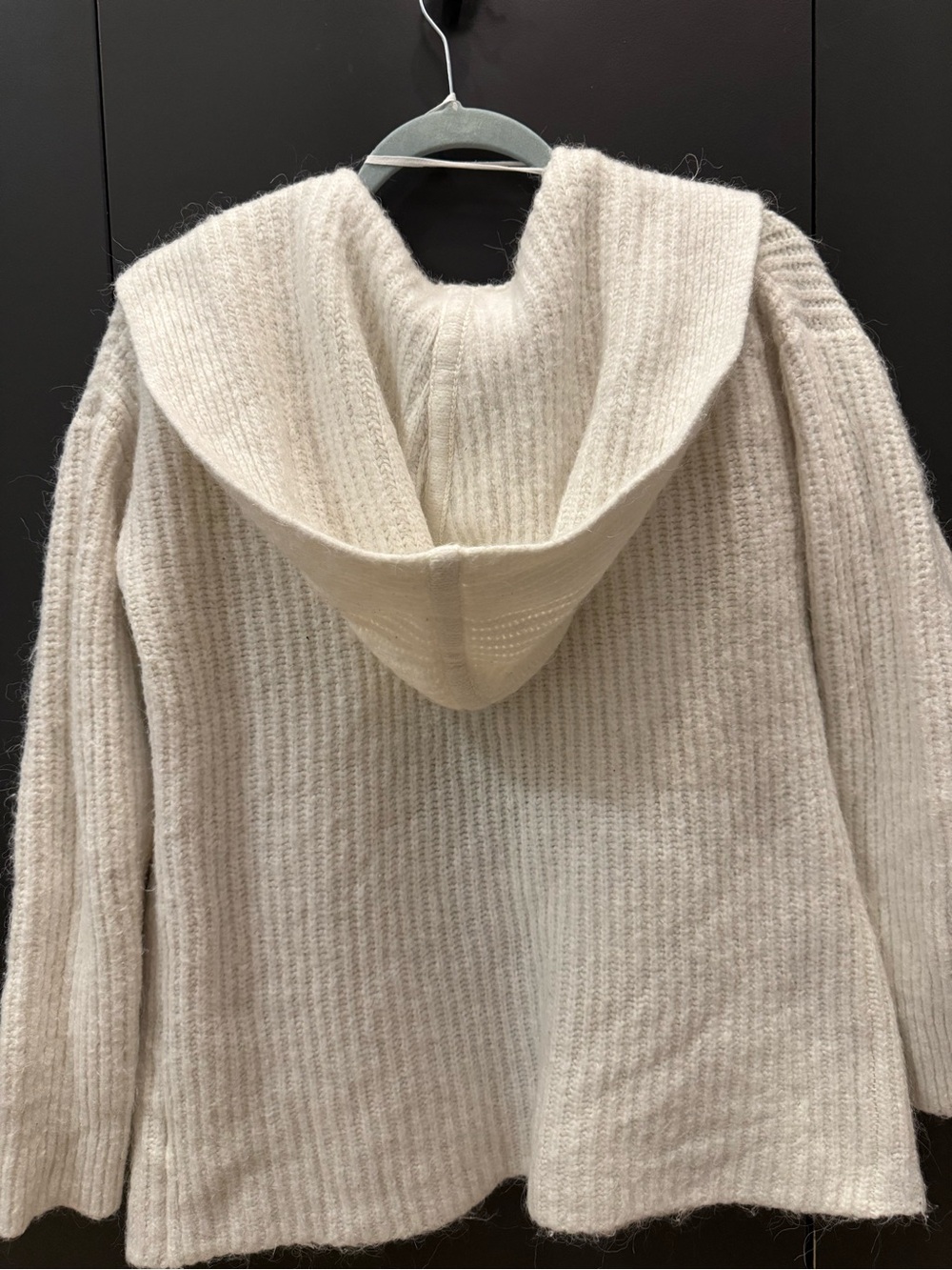 GAP Cream Hooded Ribbed Open-Front Cardigan - Picture 6 of 10